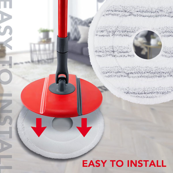 4-pack moppkuddar för Spin and Clean mopprefill, tvättbara och återanvändbara mikrofibermopphuvudrefill kompatibla med Spin mopphuvudbyte