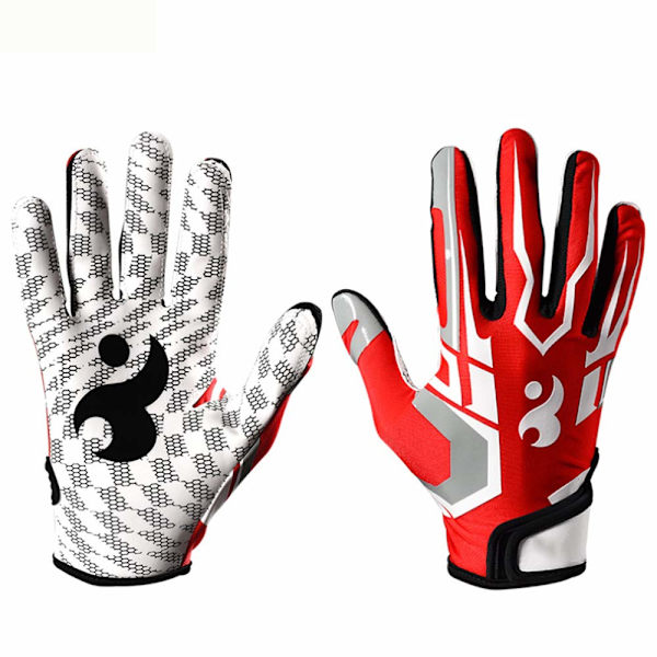 Unisex Baseball- och Softbollhandskar, Anti-Slip Slagträn Handskar för Vuxna, Baseballtillbehör, Röd-M