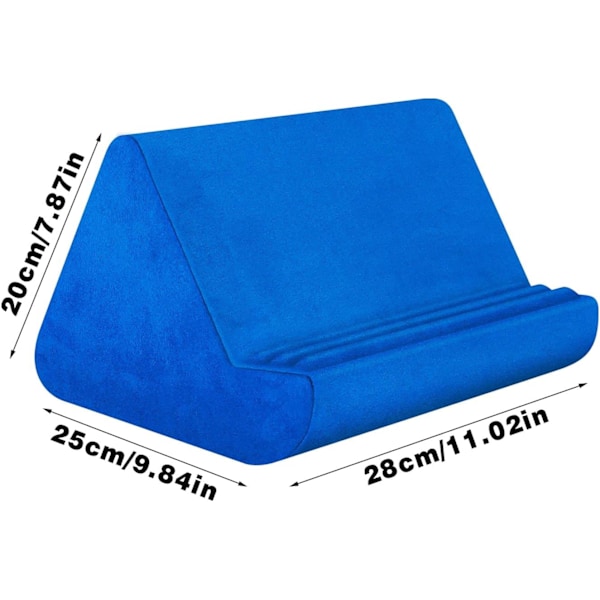 Mjuk Tablettställ Kudde med Fick, Tablettkudde Stativ, Justerbar 3 Visningsvinkel, Lat Hållare Stativ för Säng Soffa, Kompatibel med iPads Tabletter blue