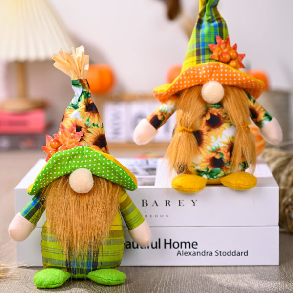 Thanksgiving Day Plysch Gnome Dekoration Doll, 2 st, 9,1 tum