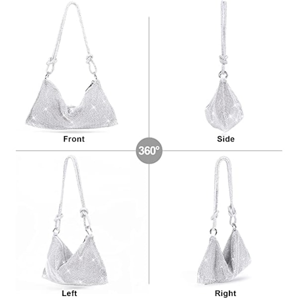 Crossbody-väska för kvinnor, silver clutch-väska, handväska