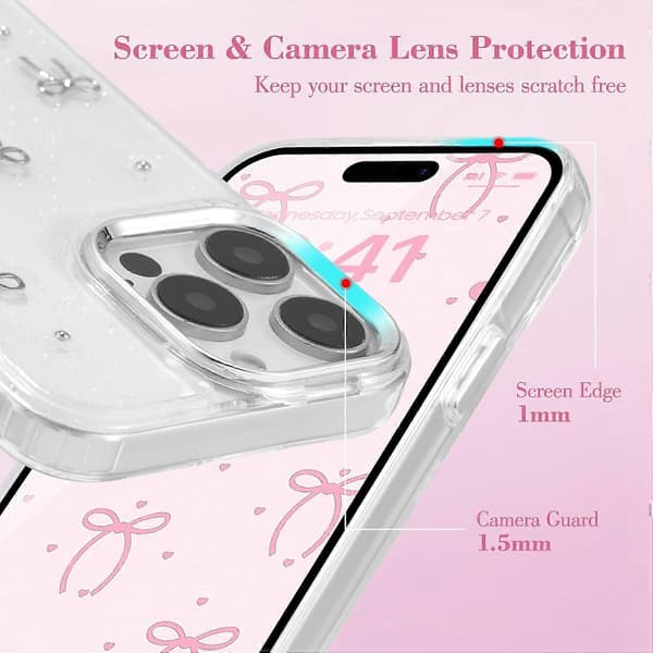 Glitter 3D Söpö Rusetti Puhelinkotelo iPhone 15 Pro Maxille