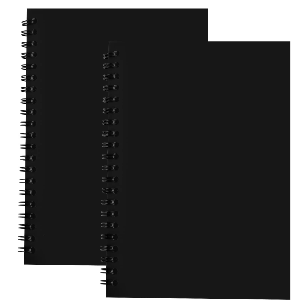 2-pack Sketch Notebook, 200 sider/100 sider A4, svart omslag