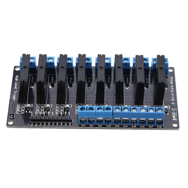 8-kanals 5V Solid State Relémodul Høyt Nivå Trigger 2A med Sikring