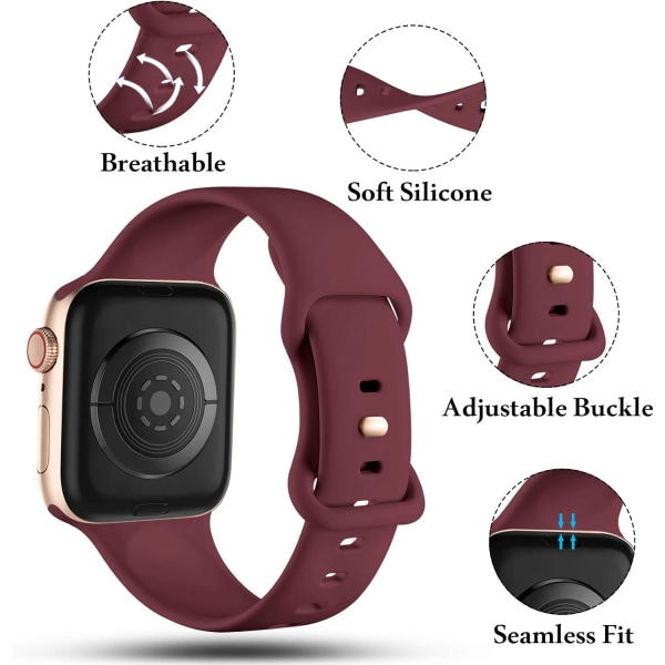 6 kappaletta punottua Solo Loop -yhteensopivaa Apple Watch -ranneketta 40 mm 38 mm 41 mm naisille ja miehille, säädettävä joustava nailonista valmistettu urheiluranneke red 38/40/41MM