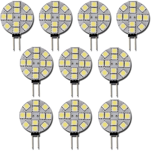 10x G4 LED-pære DC 12V Ikke-dimbar Hvit 6000K Lyspære