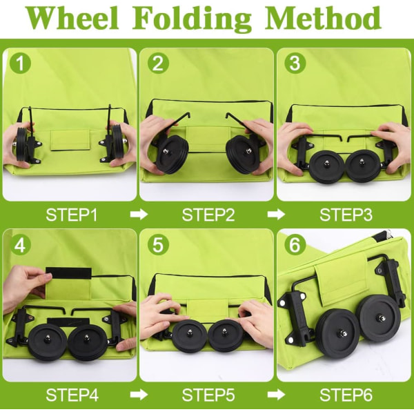 Handlekurv, sammenleggbar handlepose med gummihjul Handlekurv Oxford-stoff Gjenbrukbar handlekurv for supermarked, kapasitetspose (grønn)
