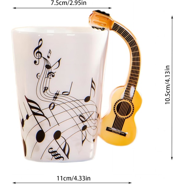 Kreativ musik krus violin stil guitar keramik krus kaffe te mælk stave kopper med håndtag kaffekopper nyhed gaver (træ guitar) wooden guitar