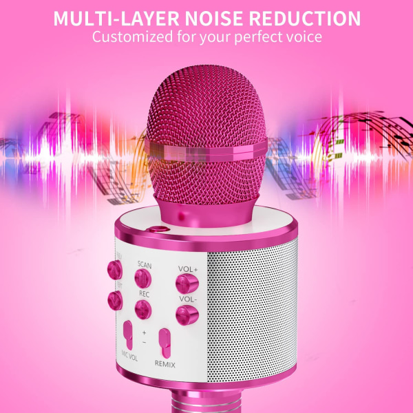 Karaoke mikrofon med højttaler - Rose Red