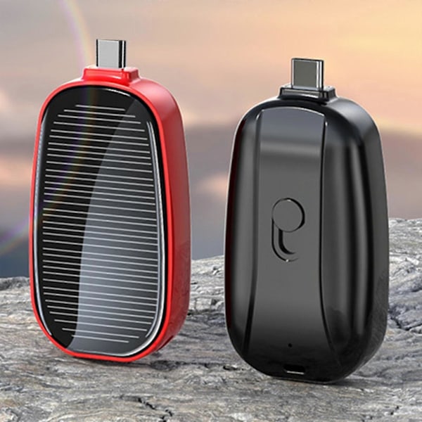 Mini aurinkovoimapankki, kannettava avaimenperä virtapankki matkapuhelimelle, 1200mAh Red For Lightning
