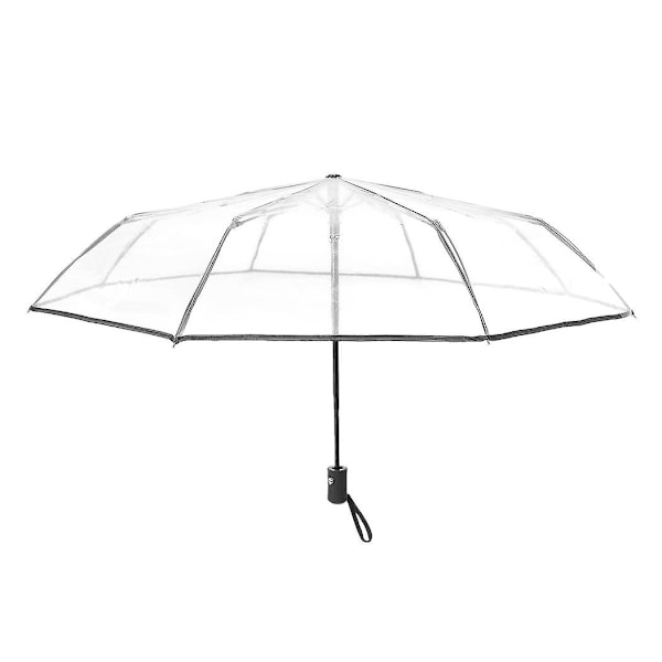 3x Gennemsigtig Paraply Automatisk Paraply Regn Kvinder Mænd Sol Regn Auto Paraply Gennemsigtig + Sort