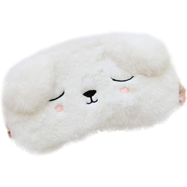 Eye Mask Puppy Mask Plush Cartoon Sleep Mask (White)