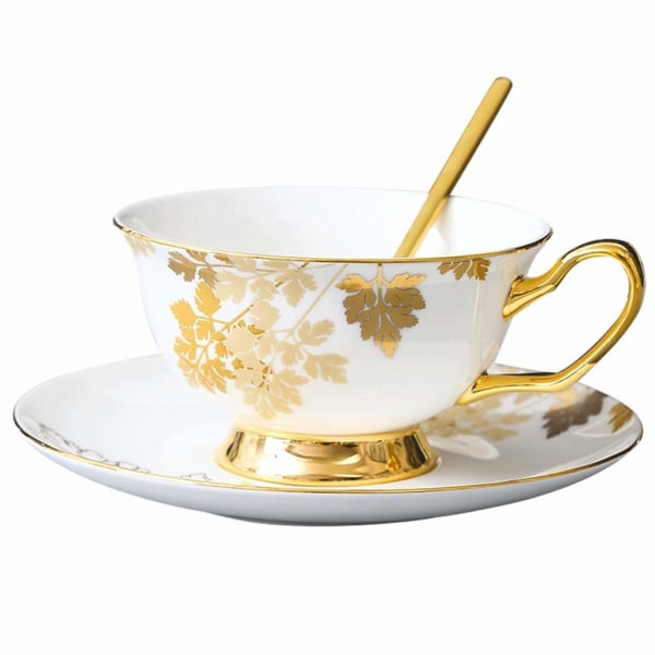 Keramisk kaffekop og underkop, high-end engelsk tekopp, hjem kaffekop, egnet til blomsterte, forskellige specialkaffe Kaffe/Tekop