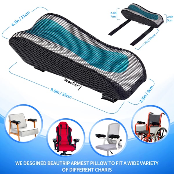 Ergonomiske armlæn, kontorstol armlæn pude (sæt med 2)