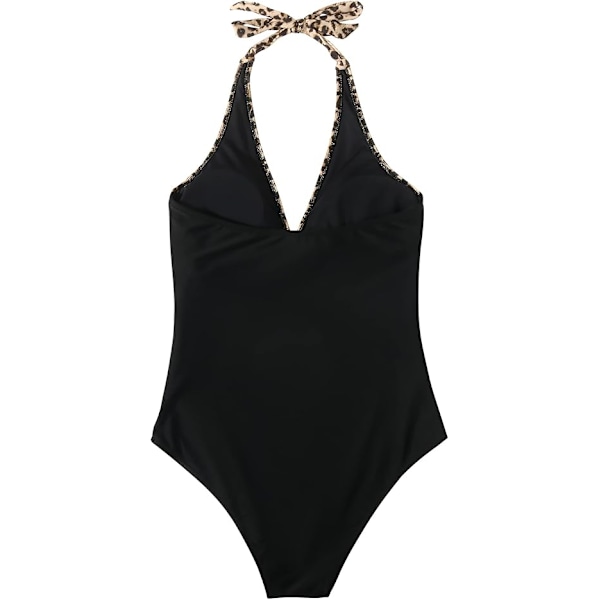 Baddräkt Dam Magekontroll Push Up Baddräkt Halter V-ringad Vadderad Hel Baddräkt Leopard XL