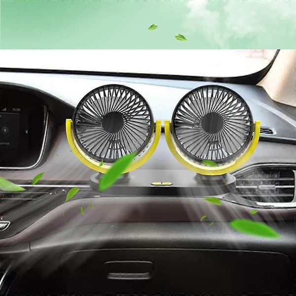 5v USB-vifte 360° roterbar dobbelthode 3 hastigheter justerbar dashbord bilvifte