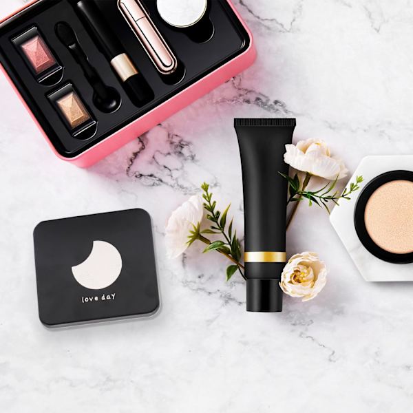 Bærbar folde spejl, lille rejse spejl lomme kompakt makeup spejl til makeup hår styling og barbering 7 x 6.5cm sort (måne)