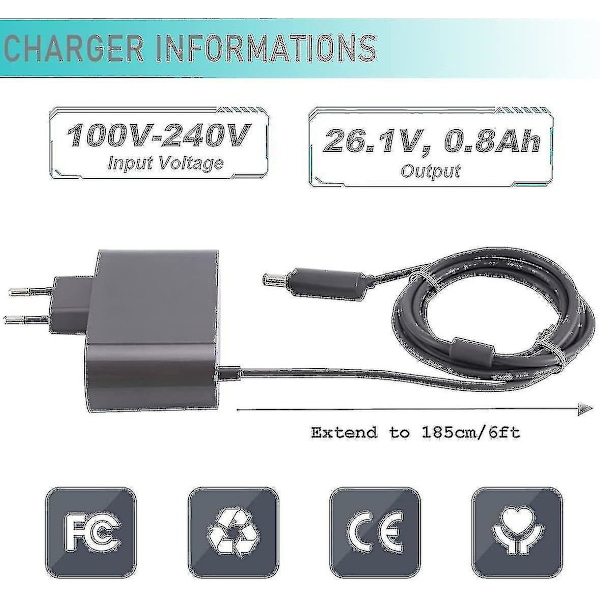 Laddare för Dyson V6 V7 V8 Dc58 Dc59 Dc61 Dc62 Sv03 Sv04 Sv05 Sv06 Sv07, Ac dammsugaradaptrar