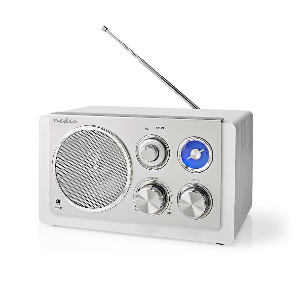 FM-radio | Borddesign | FM | Strømadapter | Analog | 15 W | Bluetooth® | Hvit silver