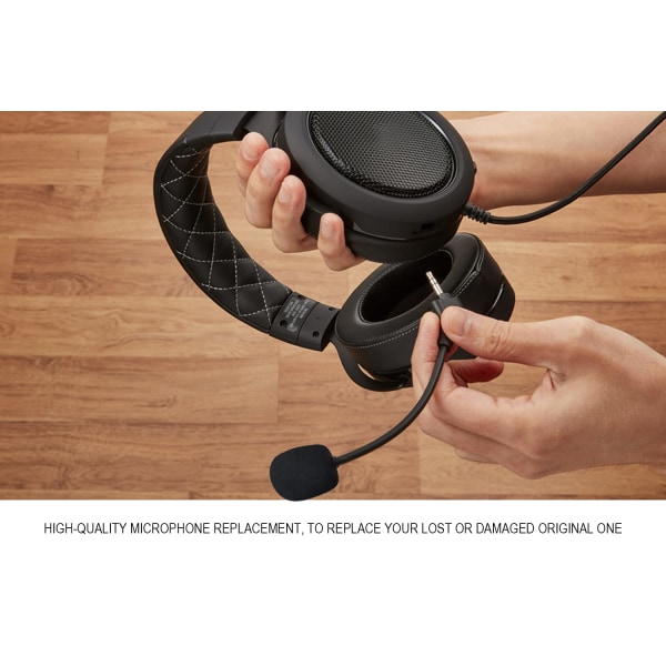 2-pakke udskiftnings-spilmikrofon til Corsair HS50, HS60, HS70 & HS70 SE-serien Stereo Gaming Headset, aftagelig bommikrofon støjreduktion