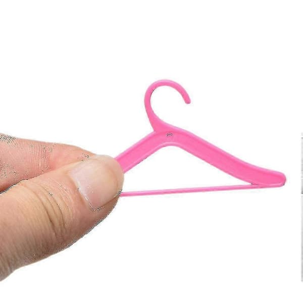 20 stk. lyserøde bøjler til Barbie dukketøj, tilbehør, plastikbøjler