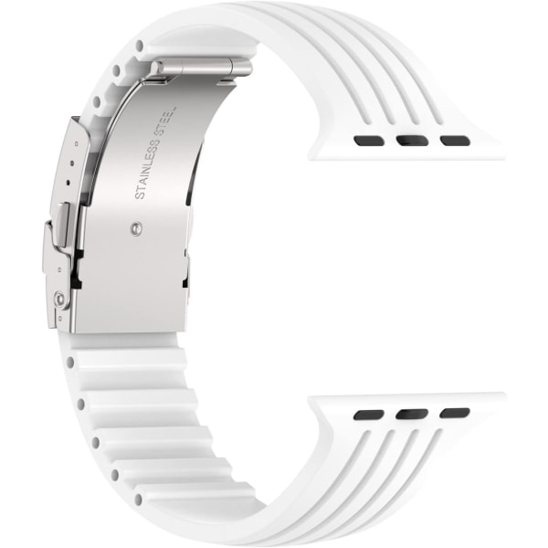 Silikonrem kompatibel med Apple Watch-remmer 38mm 40mm 41mm, DIY-design kuttbar myk pustende sportsarmbånd for iWatch-serien white 38/40/41MM