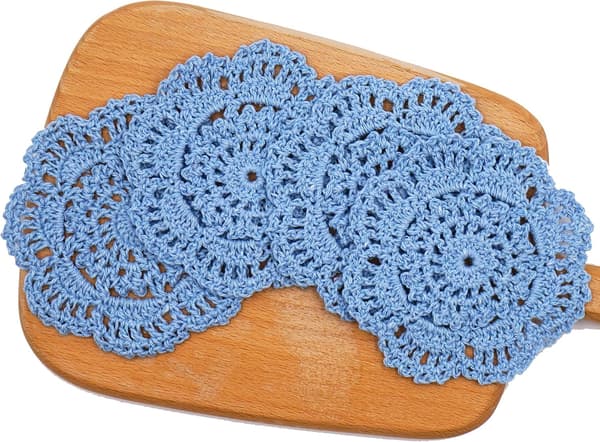 Spetsade Runda Virkade Underlägg, Handgjorda, 4 Tum, 4-pack (blå) blue