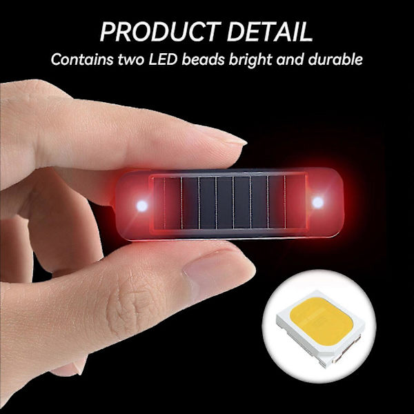 6X LED Solar Alarm System Bil Dummy Tyverisikring Advarselslys Dummy.