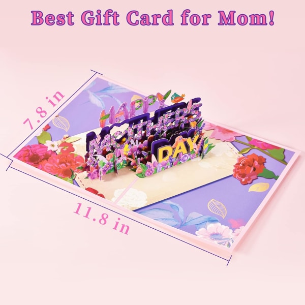 3D morsdagskort, pop up-kort morsdagskort til mamma, bursdagskort for kvinner, bursdagskort til mor, håndlagde blomsterhilsener