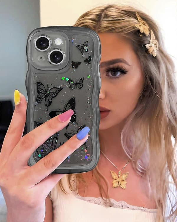 Kompatibel med iPhone 15 Skal - Vågformsdesign Sött Telefonskal