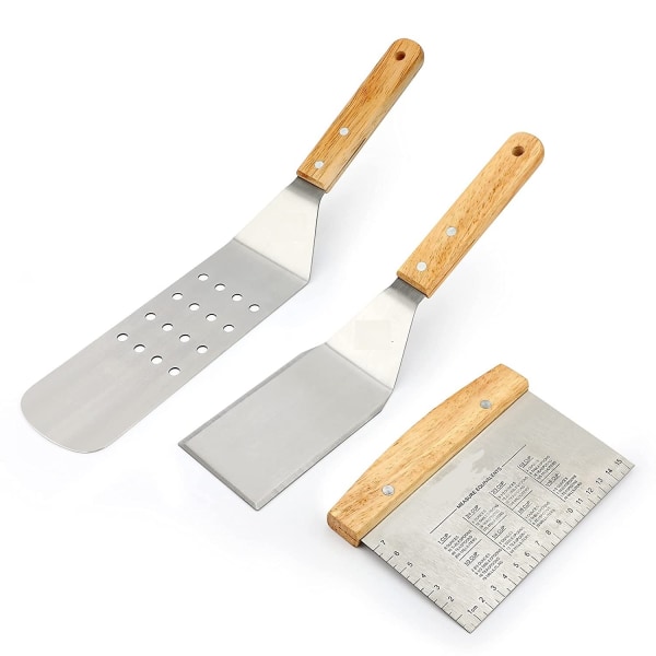 Griddle BBQ-skraber sæt – 3 stk. rustfrit stål griddle spatler
