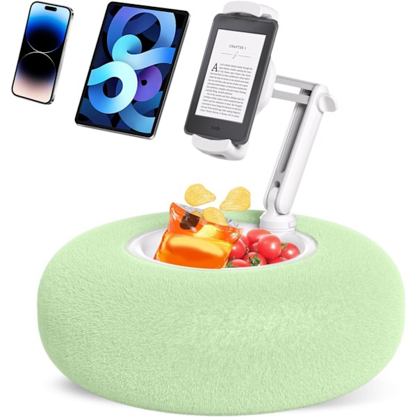 Kudde Stativhållare för Kindle Tablet iPad med Snacks Skål, Sängkudde Stativhållare för Läsning i Sängen för 4.7\"-11\" Kindle, Tablet, iPad, iPhone green
