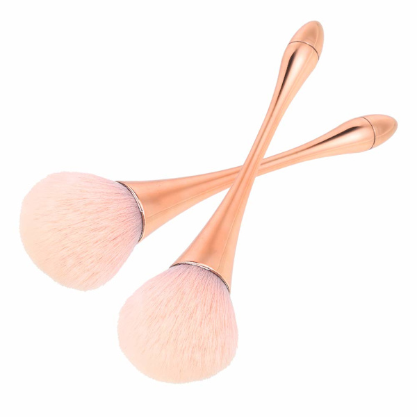 2 st puderborste, mjuk och fluffig för daglig makeup, roséguld