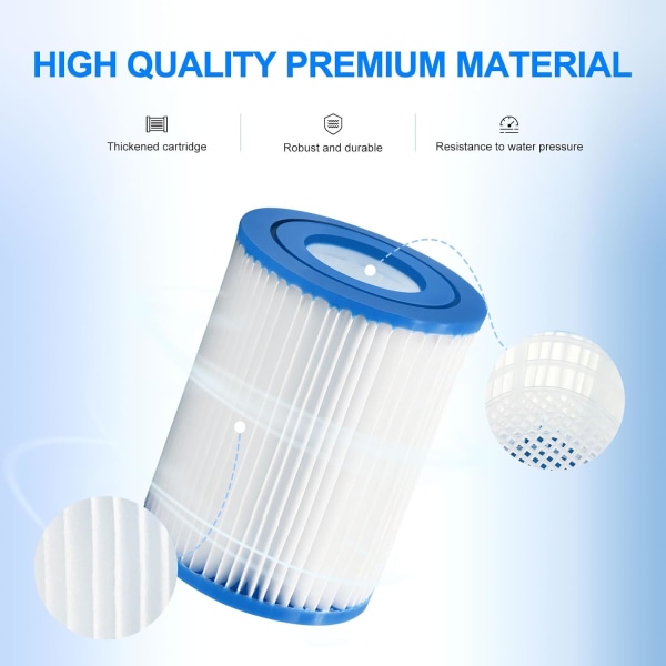 2 Filter Pool Filterpatron til Best-way Type II, Pool Filter Type 2 til Swimmingpool, Lazy Spa Filter Udskiftning til Best-way Pool Pumpe 2pcs