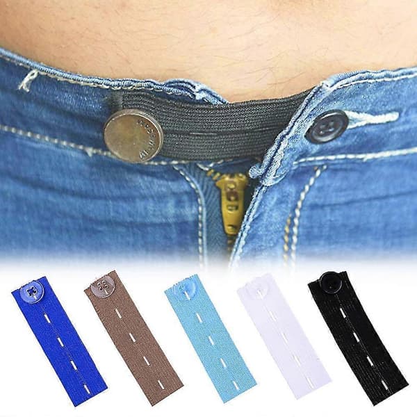 2 st Midjeförlängare Bälte Culottes Jeans Elastisk Knappförlängare, Vit Och Blå, Bredd 2,5 cm, Längd Cirka 8,2 cm