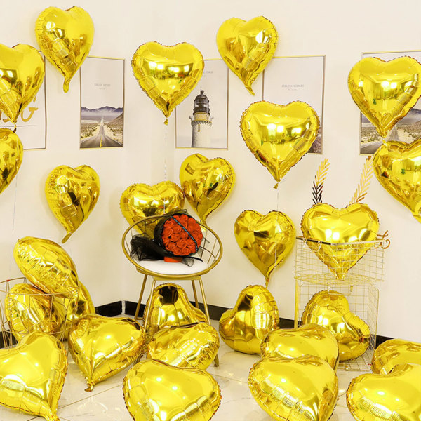 Hjerteballoner 18 tommer hjerteballoner til fødselsdagsfest Bryllupsdekorationer, Valentinsdag, Forlovelsesfejring, Dekoration til ferieshow Pakke med 10 stk.