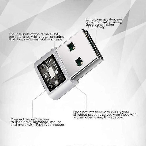 USB C til USB Adapter [3-pak, Sølv], USB A til USB C, USB C til USB, USB C Adapter, USB C Stik, US Adapter, USB C til USB, USB USB C, USB C/A Adapter