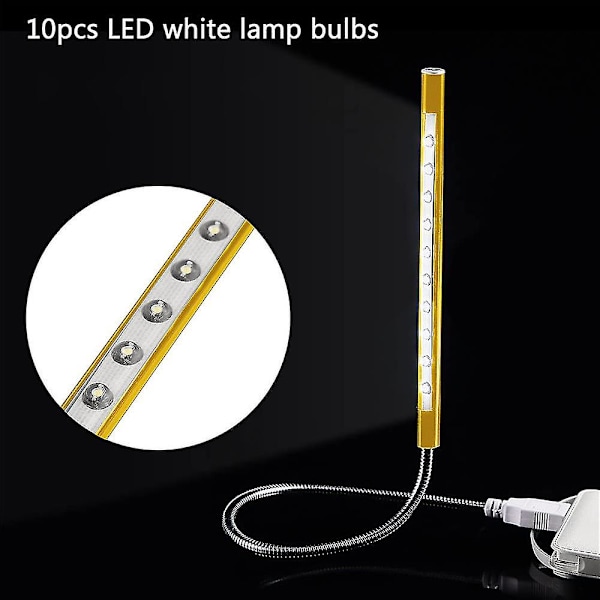 Tangentbordbelysning Laptoplampa USB LED Lång Svanhals Touch Dimmerlampa gold