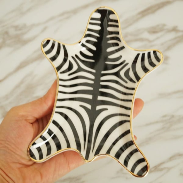 Zebra stribet smykkebakke Keramiske tallerkener Forgyldt 5,9\", Sort