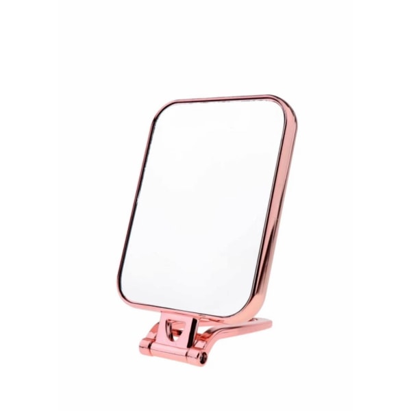 Dobbeltsidet makeupspejl fritstående kosmetikspejl rektangulært foldespejl 2 i 1 udklapsspejl (roseguld)