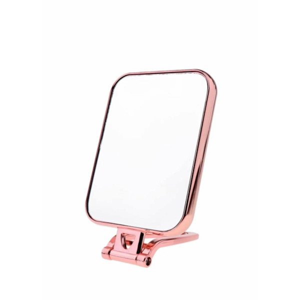 Dubbelsidig smink spegel fristående kosmetisk spegel rektangulär fällbar spegel 2 i 1 fällbar spegel  (Rose Gold)