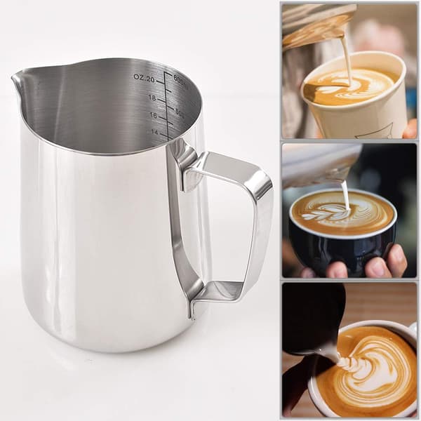 Espresso-skummekander 12 OZ / 350 ml, rustfrit stålskummerkande med måleskala 350ml