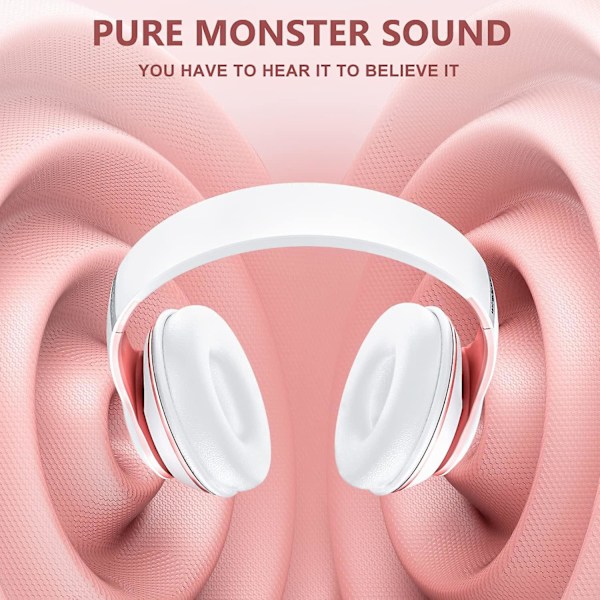 Bluetooth-hodetelefoner over øret, med HD-mikrofon, FM, Tf for PC white+pink