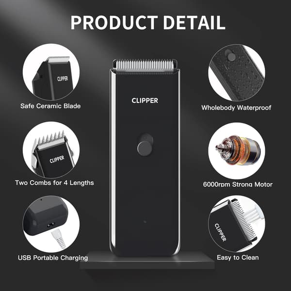 Hunde Grooming Kit Genopladelig Hund Professionel Clippers (Sort)
