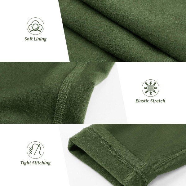 Fleecefodrade thermal leggings kvinnor Mjuka elastiska vintervarma gymleggings för kvinnor Hög midja magkontroll yogabyxor med fickor, XXL, grön green XXL
