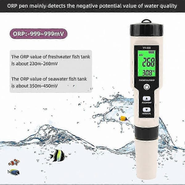4-i-1 Digital Vandkvalitetstester til pH, ORP, H2 og Temperaturovervågning
