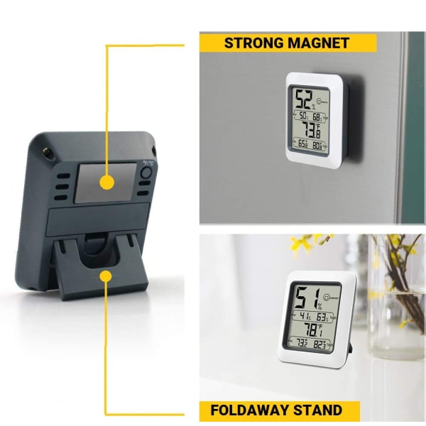 Digitalt termo-hygrometer | Innendørs romtermometer med opptak og klimaindikator for rom, |klimakontrollmonitor
