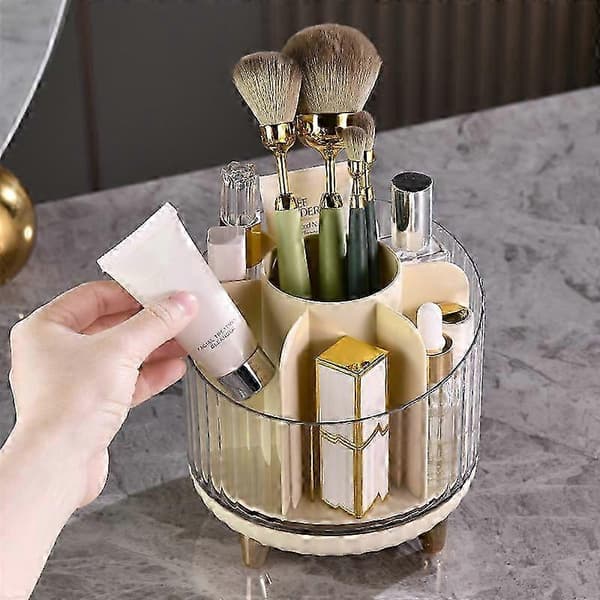 1 stk. Roterende børsteholder Klar kosmetisk organizer Oppbevaringsdisplayboks