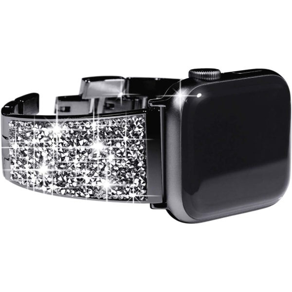 Kompatibel med Apple Watch-rem 38 mm 40 mm 41 mm, erstatningsbånd for kvinner Crystal Diamond Bling-armbånd for iwatch-serien black 38/40/41MM