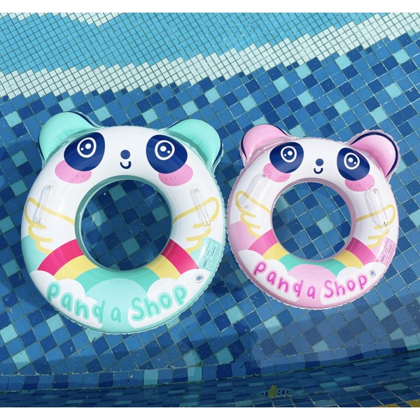 Svømmering til børn med pailletter, gennemsigtig oppustelig pandaformet svømmerør til børn Sommerstrandvandlegetøj